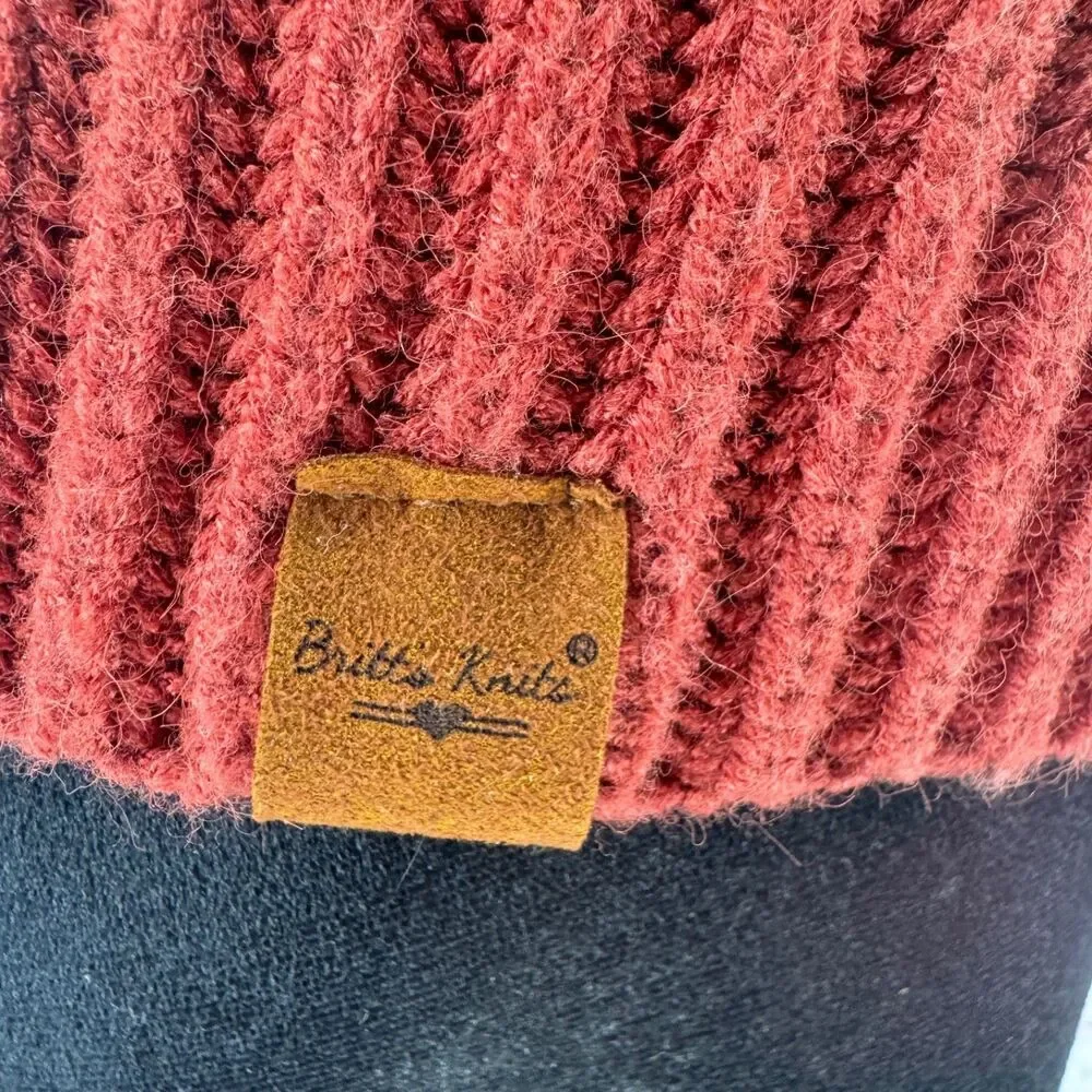 Britt's Knits Double Dip Beanie Rust One Size Hat Ski Cap - Picture 6 of 8